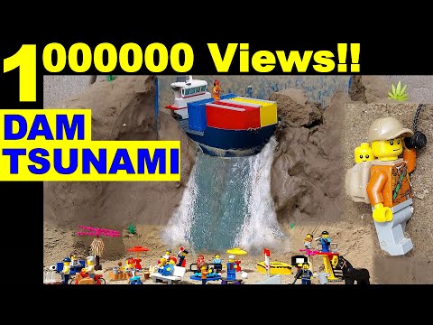 LEGO Dam TSUNAMI BEACH and SHIP - Ep 9