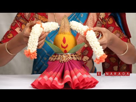 kalasha alankara with Blouse piece | how to drape saree to kalash | kalasam chembu decoration | ಕಲಶ