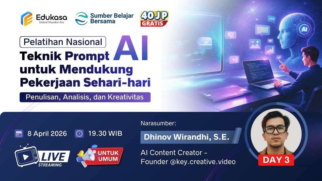 DAY 3 Pelatihan Teknik Prompt AI untuk Mendukung Pekerjaan Harian: Penulisan, Analisis & Kreativitas