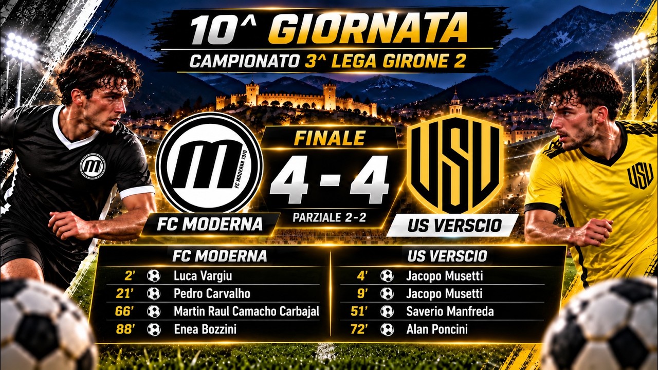 ⚽ FC Moderna vs US Verscio 4-4 🔥 | Goal ed Emozioni | 10ª Giornata – 3ª Lega Girone 2 | FTC #calcio