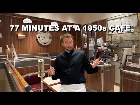 POV- Barista works a morning rush at a 1950s cafe...