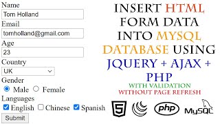 Insert HTML Form Data Into MySQL Database Using jQuery, Ajax, PHP