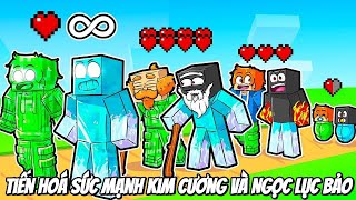 Thử Thách Tiến Hoá Sức Mạnh Của Kim Cương Và Ngọc Lục Bảo Cùng Bạn Thân Trong Minecraft Siêu Bất Ổn🤣