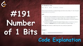 YouTube video 'Number of 1 Bits | Live Coding with Explanation | Leetcode - 191'