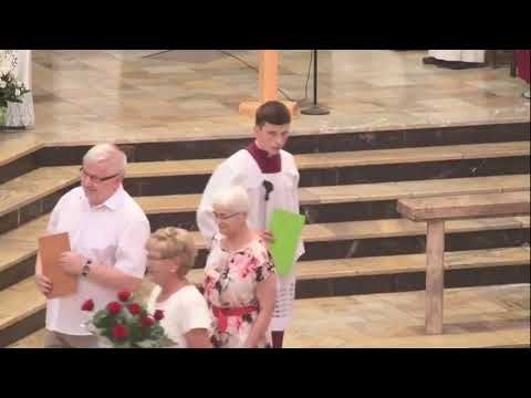 Wprowadzenie Proboszcza Ks. dra Piotra Zawadki do kosciola św. Maksymiliana w Lubinie 30.06.2019.