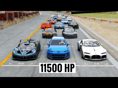 11500 HP Golf R 2023 vs Bugatti Hypercars at Special Route X