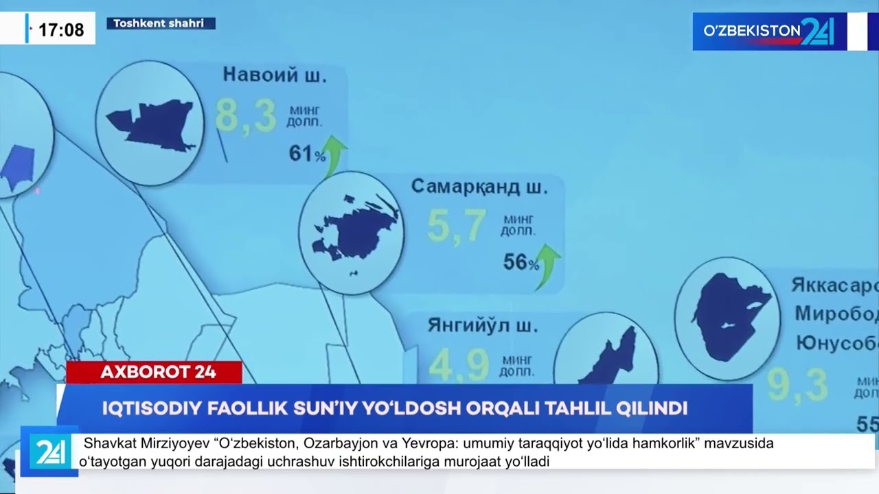 Iqtisodiy faollik sun'iy yo'ldosh orqali tahlil qilindi