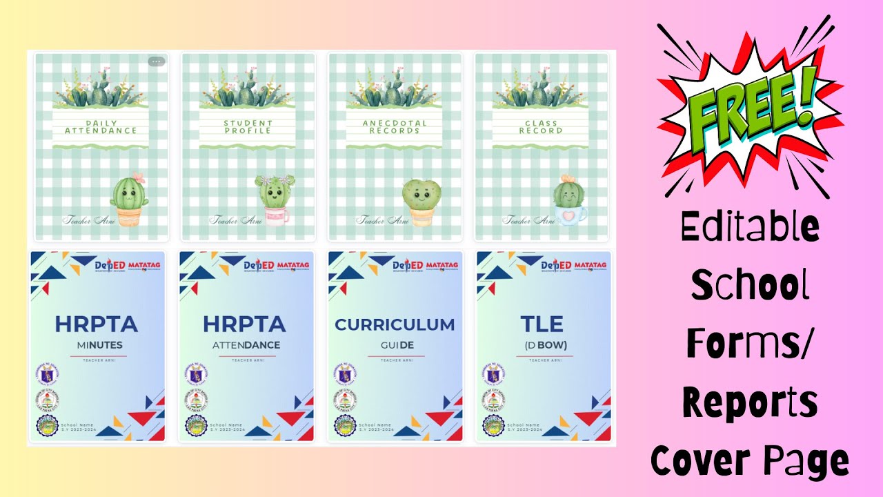 FREE Editable School Forms/Reports Cover Page using CANVA