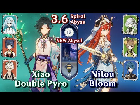 NEW Spiral Abyss 3.6 - C1 Xiao Double Pyro & C0 Nilou Bloom | Floor 12 - 9 Stars | Genshin Impact