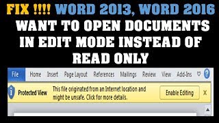 FIX !!!! Microsoft Word open Documents in in read only mode instead of edit mode