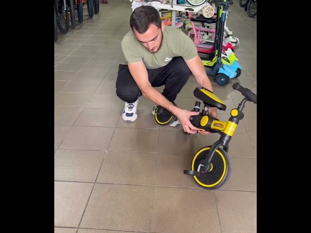 Дитячий триколісний велосипед коляска біговел трансформер MIA+ Чорно-жовтий