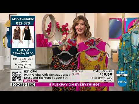 IMAN Global Chic Runway Jersey Dress and Tie Front Toppe...