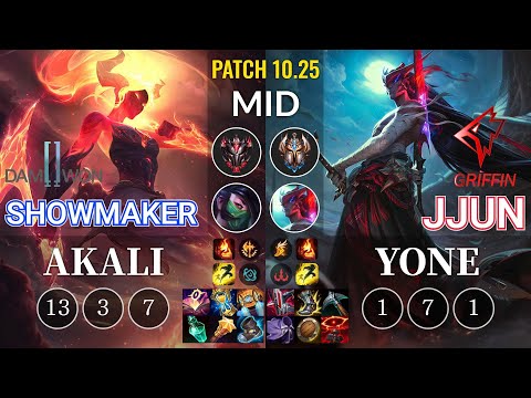 DWG ShowMaker Akali vs GRF jjun Yone Mid - KR Patch 10.25
