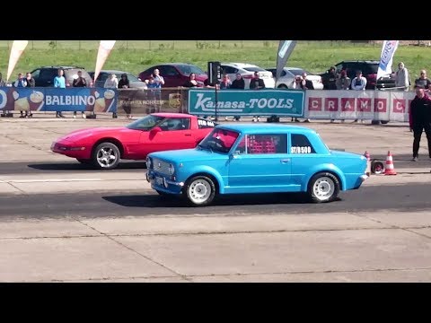 VAZ 2101 4G63T vs Chevrolet Corvette C4 Supercharged 1/4 mile drag race