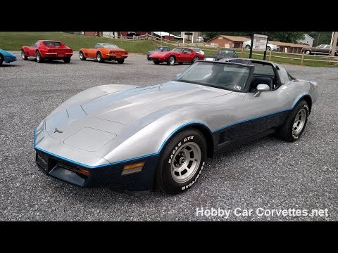 1981 Silver/Dark Blue Corvette Blue Leather Int For Sale Video