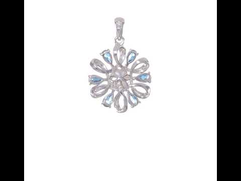 Sterling Silver Rhodium Plated Dia. and London BT Flower Pendant