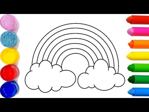 Apprendre à Dessiner et colorier un arc-en-ciel Brillant, peindre vidéo éducative