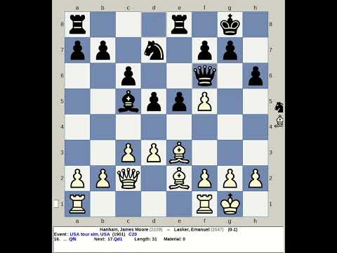 Hanham, James Moore vs Lasker, Emanuel | USA Tour Simul Chess 1901