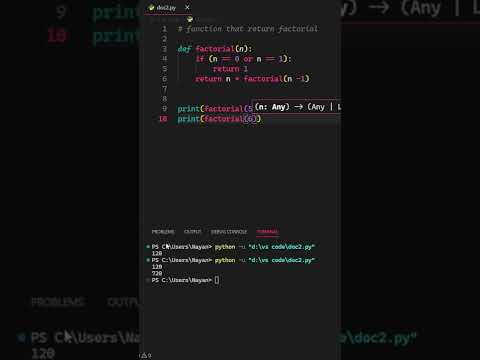 Make A Function That Return Factorial In Python Python Tutorial Python Coding Shorts
