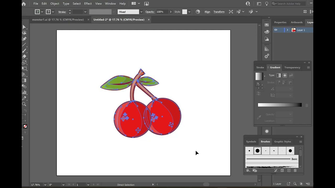 Adobe Illustrator Beginner Tutorial: Create a Vector cherry from Sketch(HD-vector design
