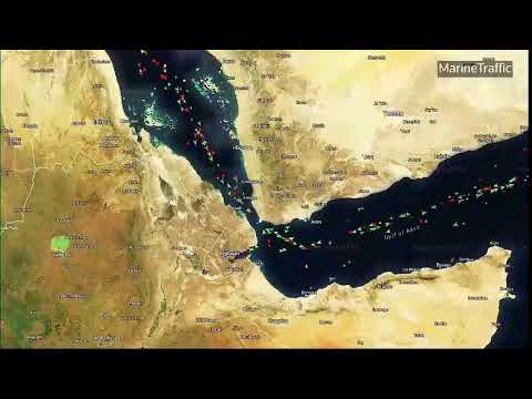 Vessel tracker showing traffic in Bab el Mandeb