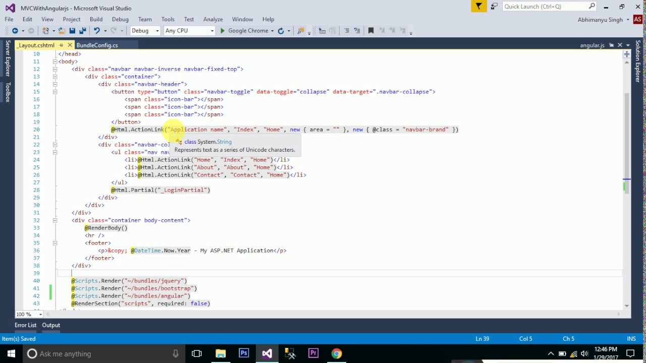 MVC With AngularJS in Visual Studio