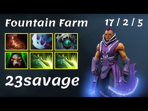 Fnatic.23savage Anti-Mage No Mercy Fountain Farm with Double Batterfly | Dota 2 7.22