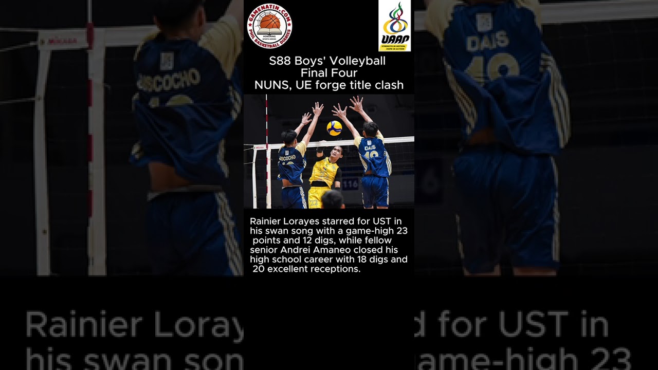 UAAP Boys' Volleyball: NU tames UST, UE squeaks past FEU to set up Finals showdown.