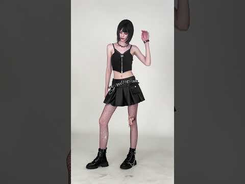 Women's Skull Ruched Zip Crop Cami Top in Gothic Style