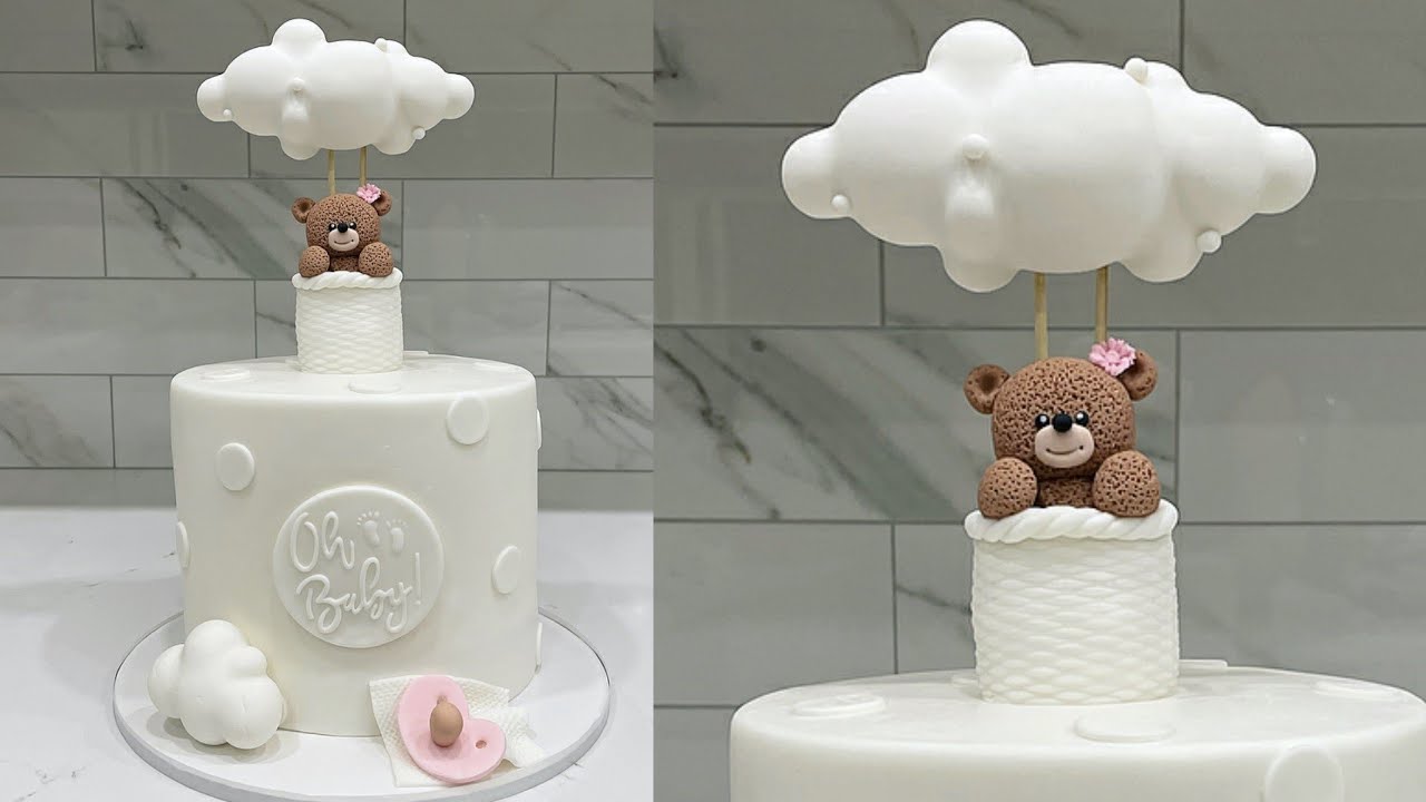 How to make a fondant hot air balloon bear cake | Cake decorating tutorials | Sugarella Sweets