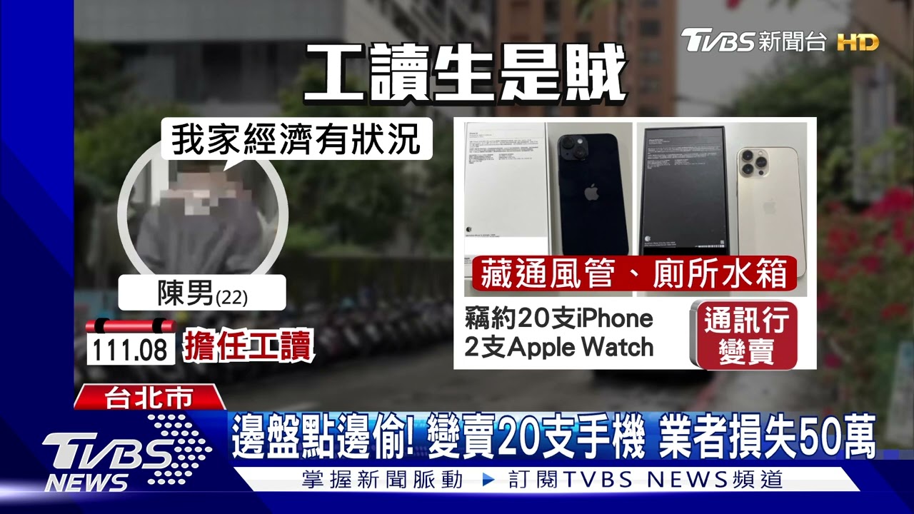 大膽！4個月「竊20支iPhone」　賊竟是工讀生