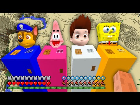 I found SUPER LONG HOUSE OF PAW PATROL RYDER CHASE AND SPONGEBOB AND PATRICK in Minecraft