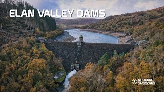 Cinematic Drone Journey Over The Elan Valley Dams In Wales