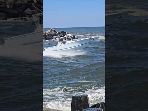 Southport Boat Braves It Through The Manasquan Inlet - 08-22-2025