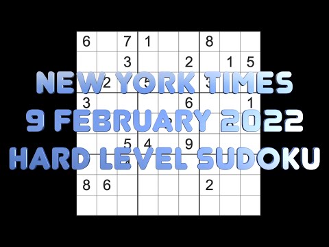 Sudoku solution – New York Times sudoku 9 February 2022 Hard level