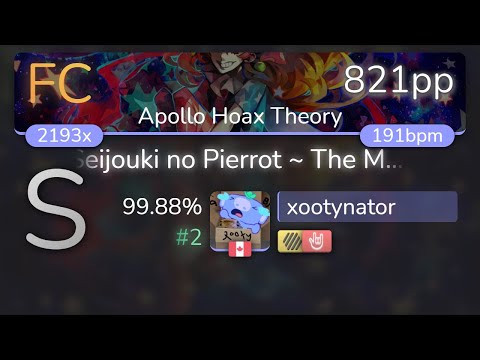 xootynator | Demetori - Seijouki no Pierro [Apollo Hoax Theory] +HDHR 99.88% {#2 821pp FC} - osu!