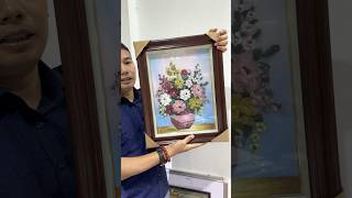 Tranh Đá Quý Tự Nhiên Cắt Mài Lọ Hoa Size 50cm x 39cm-M05