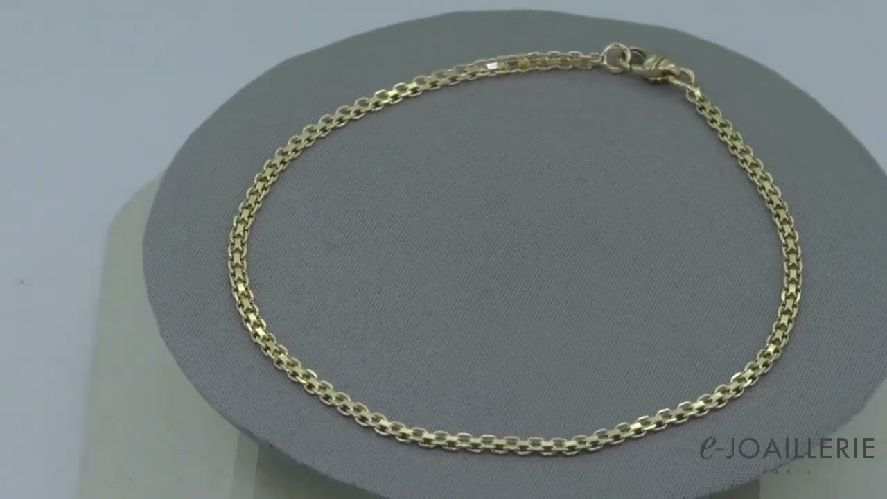 www.e-joaillerie.com – Chaine de cheville en or jaune 18 carats maille bismarck