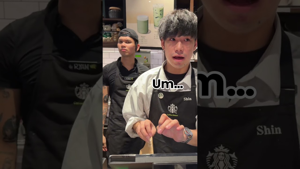無理難題に顔に出ちゃうスタバ店員達#海外スタバ店員 #黒エプロン #英語接客 #バイトあるある #starbucks #うみやまちゃんねる