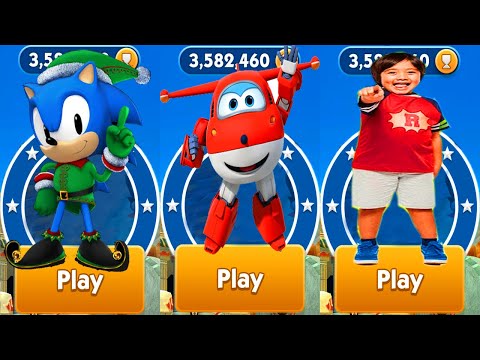 Sonic Dash vs Super Wings Jett Run vs Tag with Ryan iPad Android Gameplay