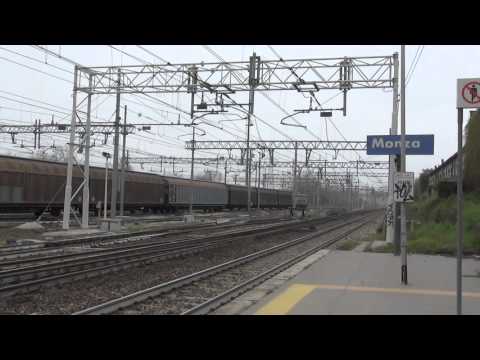 CAIMANO AL TRAINO DI UN MERCIONE TRANSITA IN STAZIONE A MONZA.(MI) 5 - 4 - 2016.