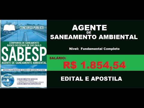 Edital Apostila Concurso SABESP 2018 Agente de Saneamento Ambiental