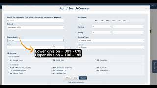 Searching for Classes in Schedule Builder - Yellow Cluster Transfer Students