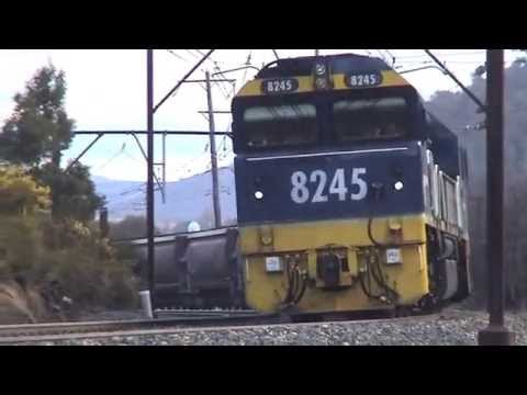 82 and DL class locos with loaded coal , depart Lithgow.