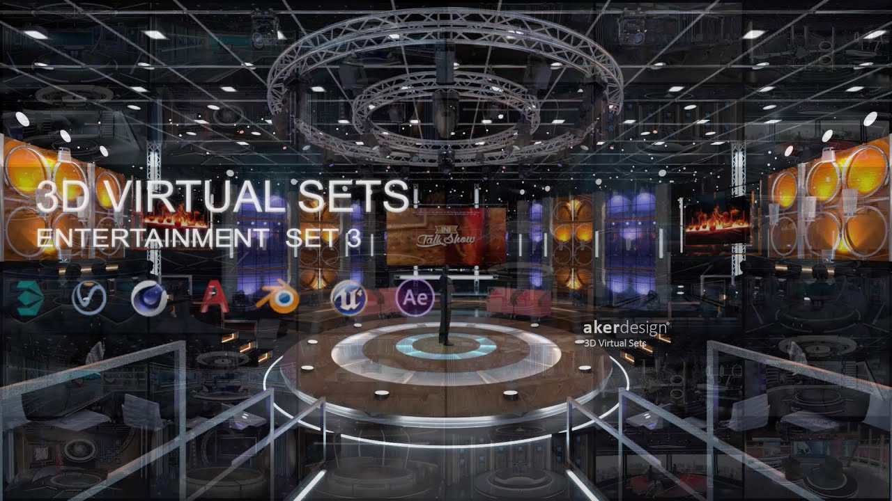 Virtual TV Studio Entertainment Set 3 3D Model