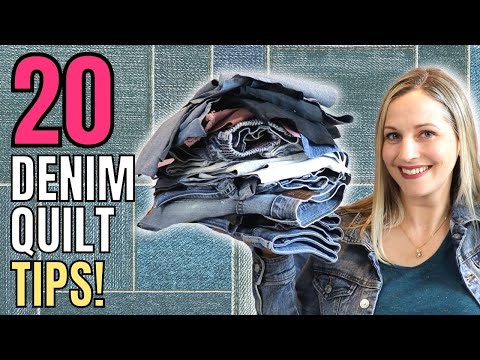20 TIPS for Quilting with old Blue Jeans // How to make a Jean or Denim Quilt (Beginner Tutorial)