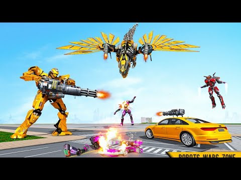 Flying Taxi Robot Car Games Go Jins - Robot Games and Shooting Games New Robot Game 2021