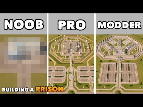 Noob VS Pro VS Modder - Building a Prison in Cities: Skylines