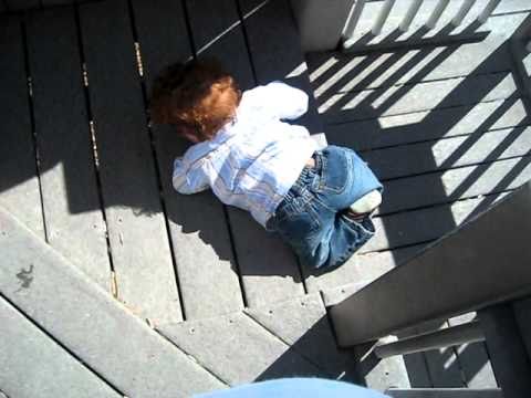 Bradlen crawling in the zoo