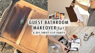 GUEST BATHROOM MAKEOVER & DIY Thrift Flip Vanity (Episode 1) | XO, MaCenna